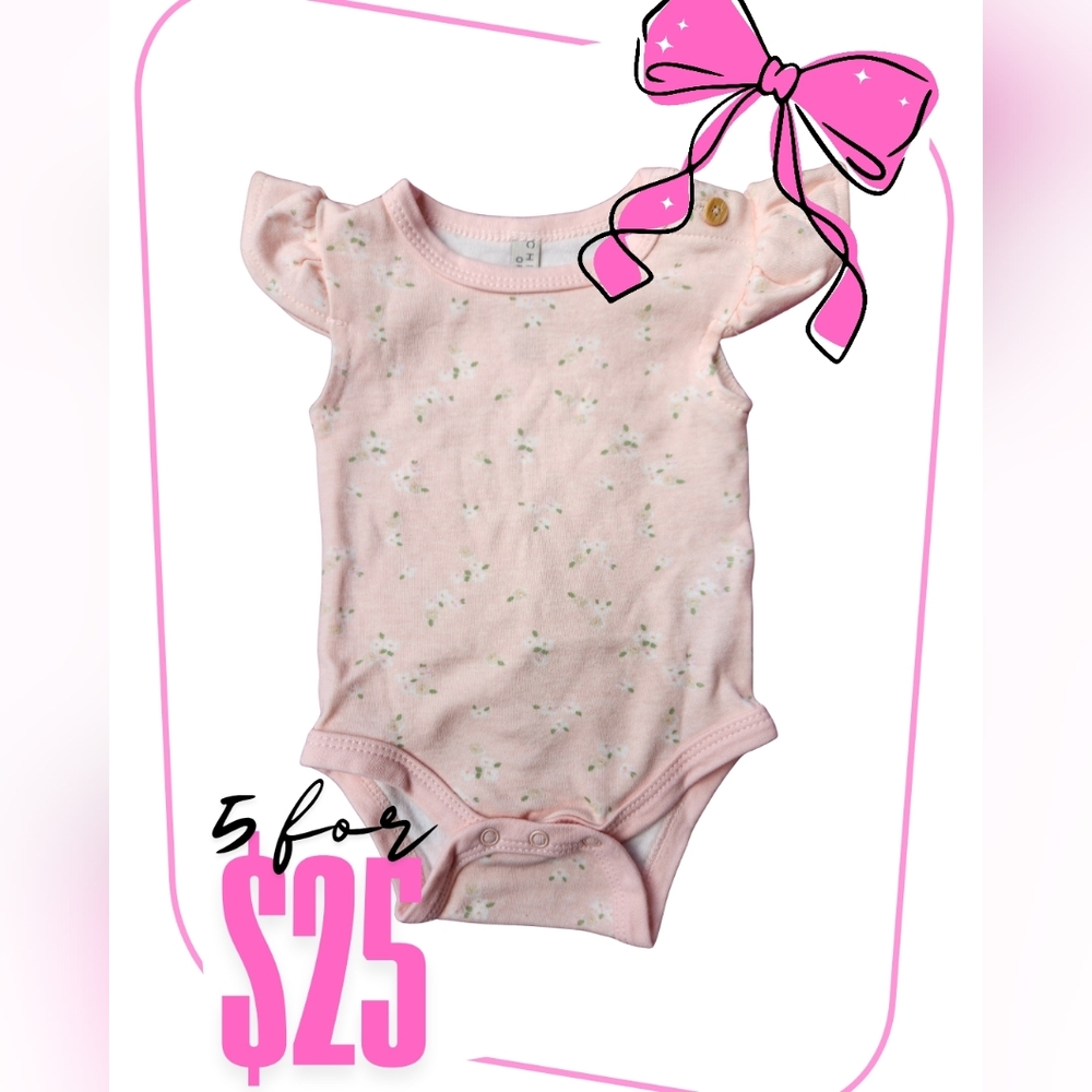 Chick Pea Pink Floral Baby Onesie